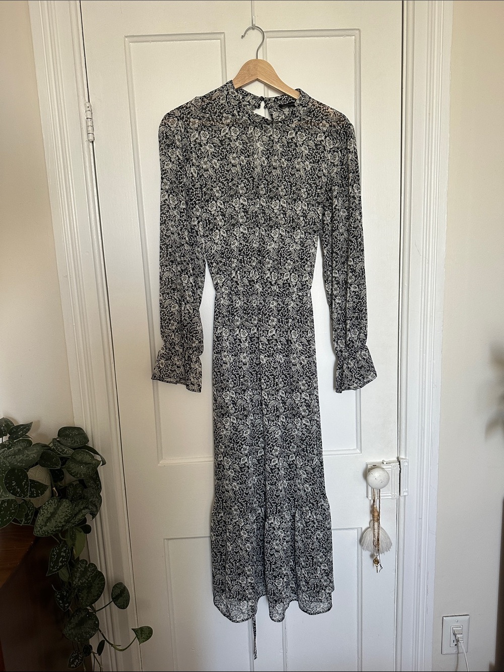 Banana Republic Black and White Floral Maxi Dress